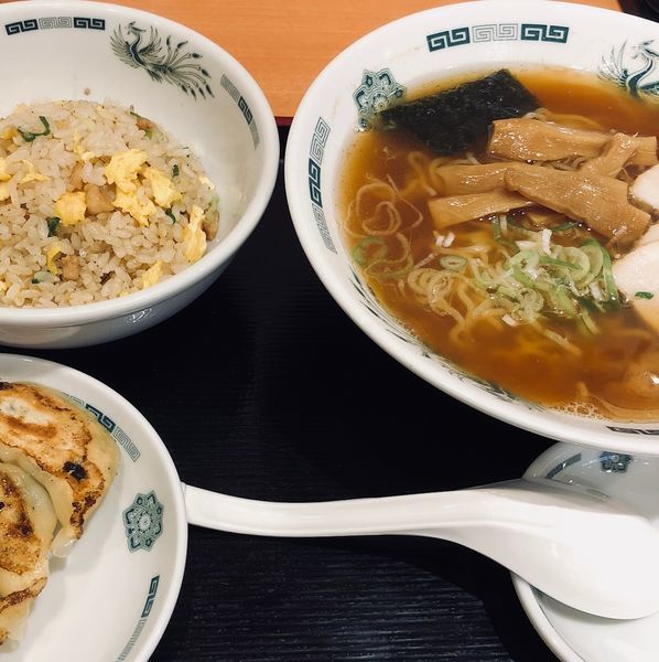 「ラーメン半チャンセット（￥630）他」@日高屋 蔵前駅前店の写真