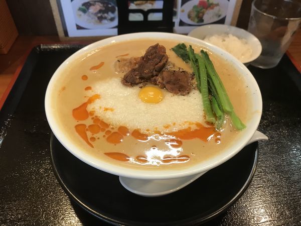 「ゴロゴロ猪肉のお月見坦々麺」@麺創 なな家の写真