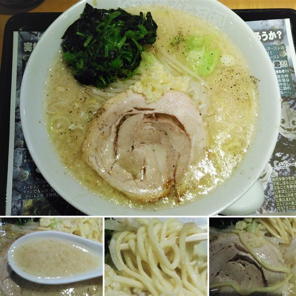 「嵐げんこつらぁめんGHOST(限定)＋ほうれん草＝900円」@らあめん花月嵐 浅草雷門店の写真