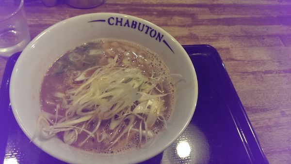 「豚骨魚介らーめん、味噌、替玉Ｗ，サービストッピングネギ」@とんこつらぁ麺 CHABUTON 下北沢駅前店の写真