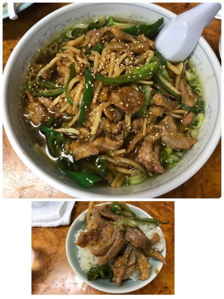 「チンジャオ汁そば 900円+小ライス150円」@かし亀の写真