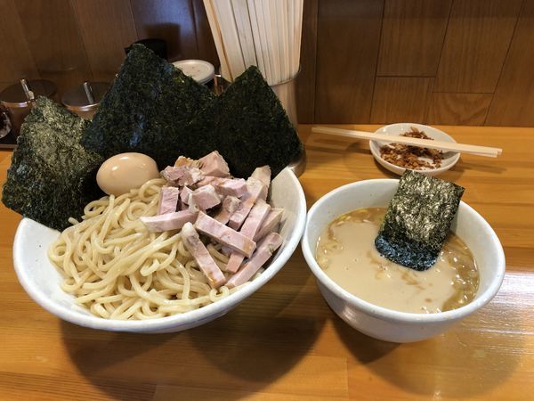 「チャーシューつけ麺+海苔+ビール」@麺屋 永太の写真