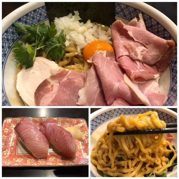 「濃厚たまごのまぜそば780円＋鰤のにぎり350円」@中華そば 四つ葉の写真