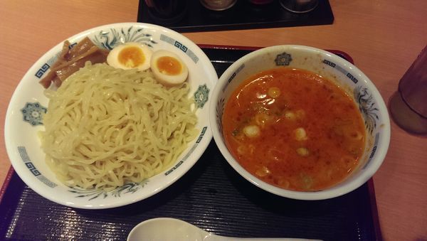 「エビ辛とんこつつけ麺、大盛」@日高屋 柿生駅前店の写真