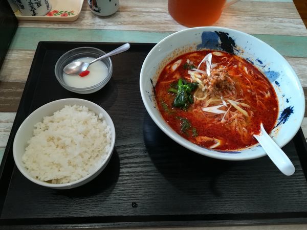 「9/30 担々麺(激辛に変更)ライスセット850円」@華香閣の写真