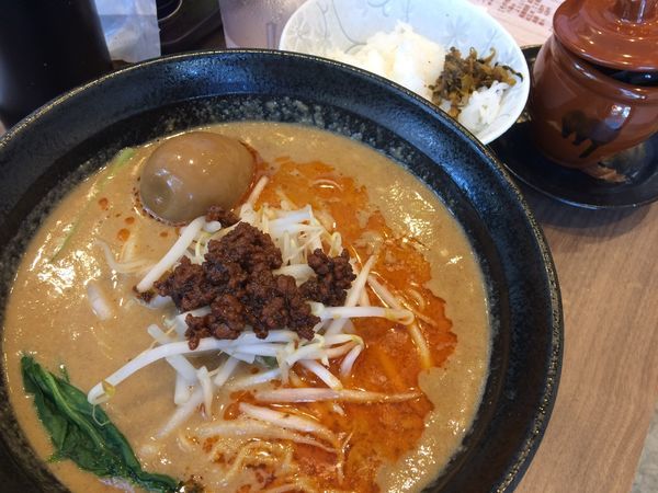 「紅龍担担麺＋半熟煮卵＋ライス」@紅龍 西大島店の写真