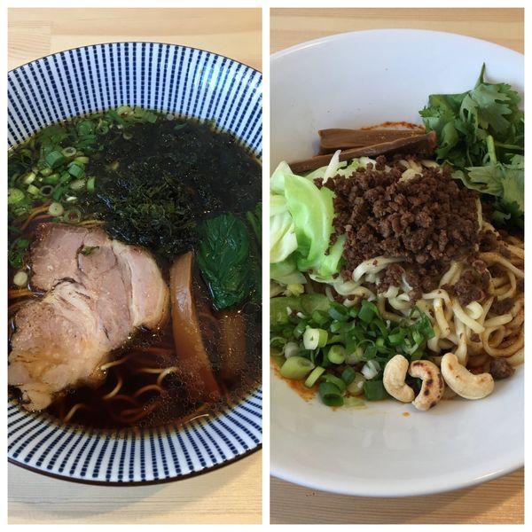 魚介そば（醤油）＋汁なし担担麺（2辛2痺）