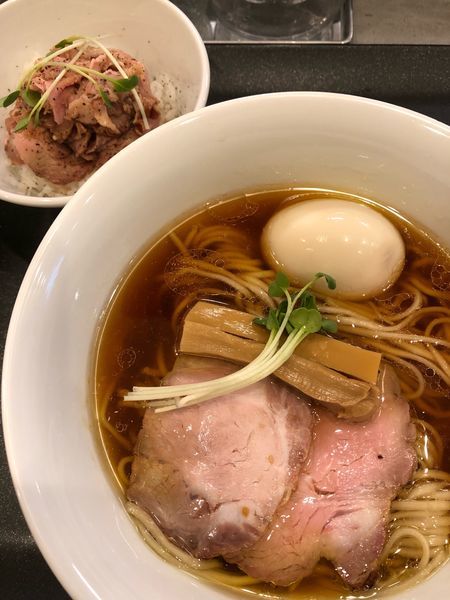 「鶏そば＋ミニ豚丼セット＋味玉」@らぁ麺 やまぐちの写真