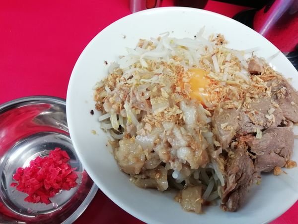 「限定「汁無し(並）」+別皿紅生姜」@ラーメンハイキックの写真