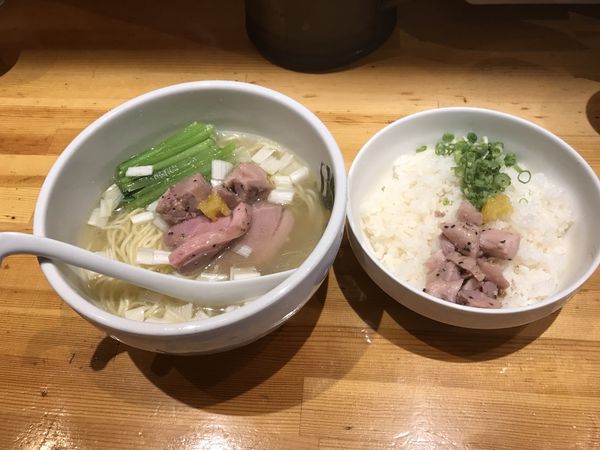 「鴨中華そば（塩）雑炊セット」@満鶏軒の写真