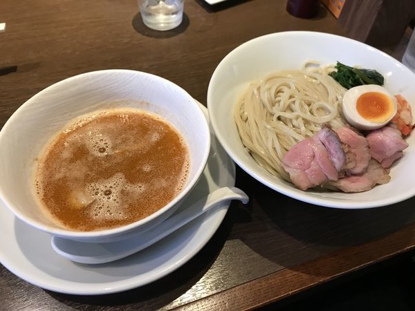 「日本海甘エビ出汁つけ麺【大盛、トッピングDX】」@麺創 なな家の写真