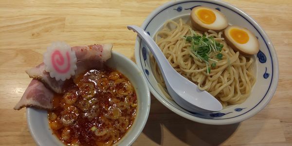 「サバ濃厚鶏辛つけ麺」@サバ6製麺所 阪急梅田店の写真