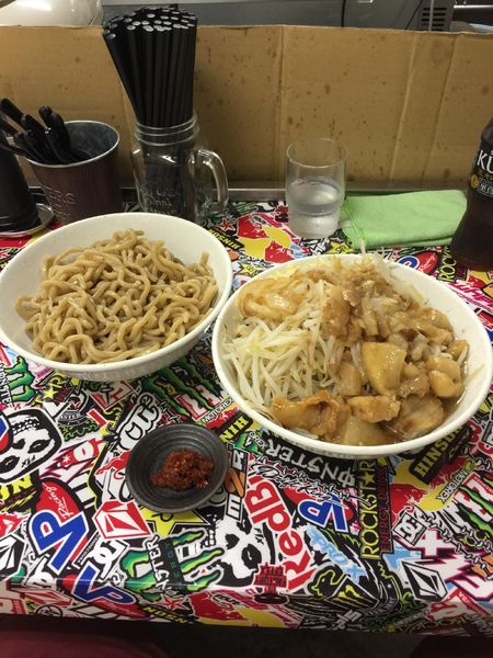 「つけ麺大プラス辛味一辛別皿」@麺や 盛多の写真