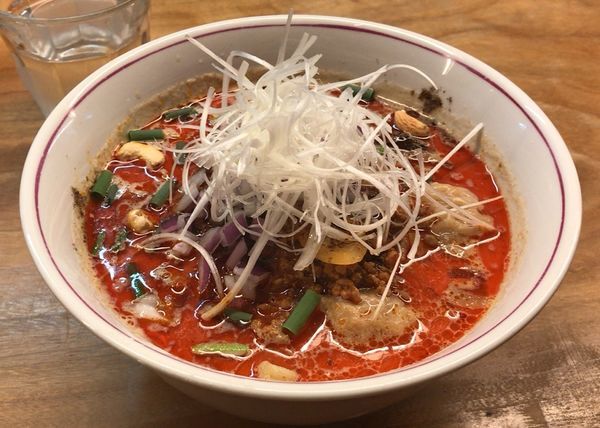 「担々麺(限定)汁あり(小ライス付)＋雲呑」@白河手打中華そば  一番いちばんの写真