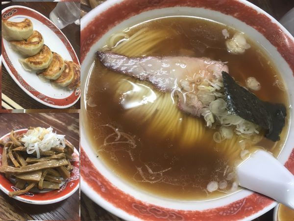 「支那ソバ 餃子 メンマ」@支那ソバ かづ屋の写真