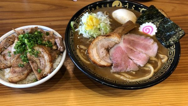 「味玉そば＋チャーシューご飯」@中華蕎麦うゑずの写真