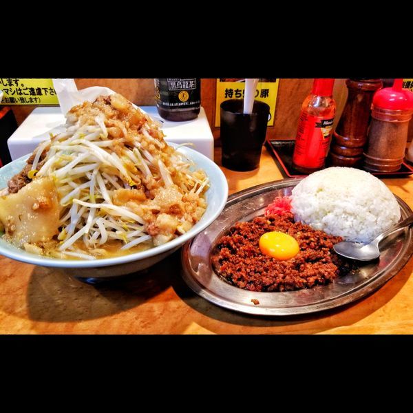 「ミニラーメン、エキストラバージンマシライス」@立川マシマシ ロイヤルスープの写真