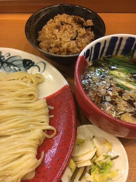「つけ麺¥930＋黒豚の炊き込みご飯¥350」@中華そば うえまちの写真
