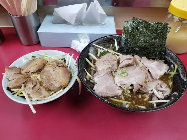 「和風ネギラーメン、太麺、小ネギチャーシュー丼」@ラーメンショップ 牛久結束店の写真