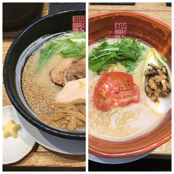 RYUS鶏白湯ラーメン+カリフラワーポタージュのベジ味噌ラーメン