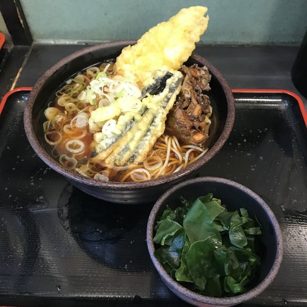 「【季節限定】イカ舞茸天(¥530)+わかめ(クーポン)」@ゆで太郎 宮益坂店の写真