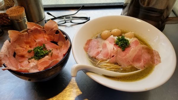 「MENTAI With Over 白湯Ver　限定4+肉丼」@さんじの写真