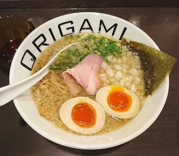 「味玉背脂ORIGAMIらーめん(850円)」@麺屋 ORIGAMIの写真