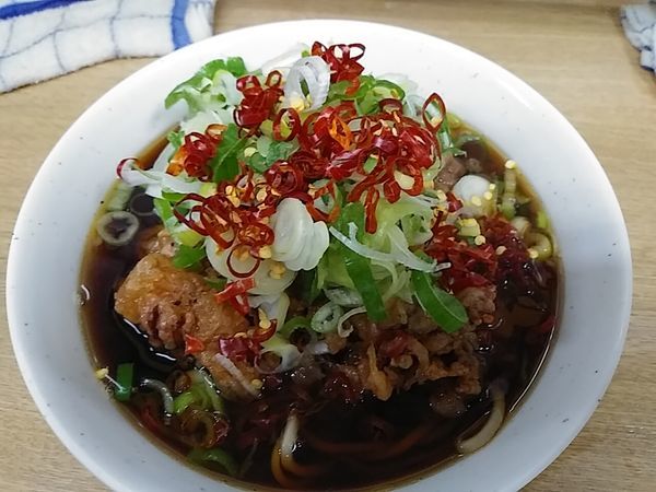 「ジャンボゲソそば」@一由そば 日暮里店の写真