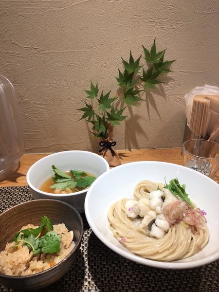「【3周年限定】秋鱧と松茸の塩つけ麺1800円」@生粋 花のれんの写真