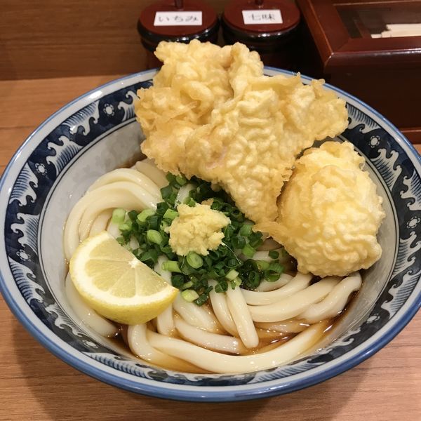 「とり玉天ぶっかけ（￥630）」@釜たけうどん 新大阪店の写真