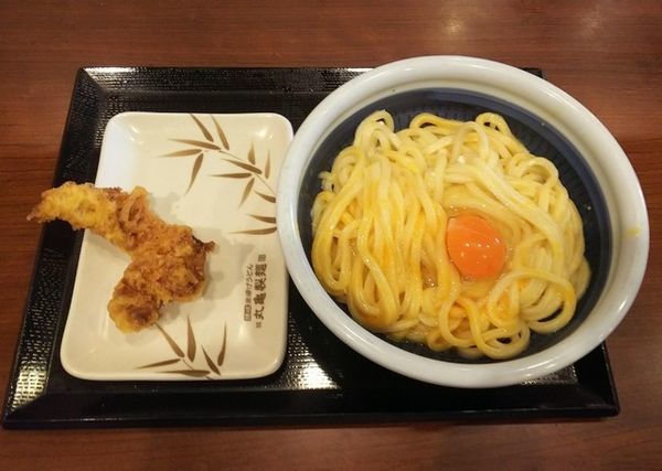 「釜玉（得）550円」@丸亀製麺 米沢店の写真