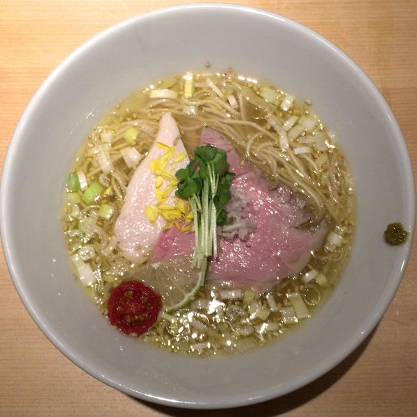 「生ビール → 鶏そば 塩」@鶏そば 山もとの写真