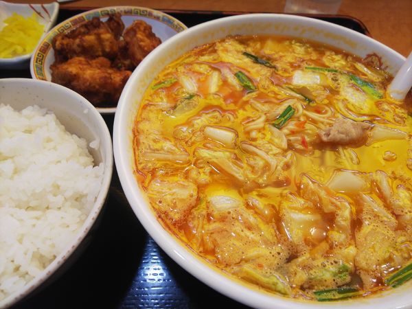 「スタミナラーメンセット小(ライス＋から揚げ)980円」@天理スタミナラーメン 本店の写真
