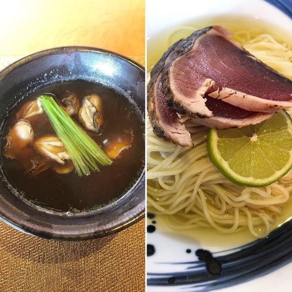 「限定 特製カエシの牡蠣のつけそば 1200円」@柴崎亭の写真