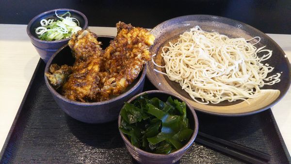 「得セット　ミニ豚ロース天丼セット、わかめ（クーポン）」@ゆで太郎 谷田部店の写真