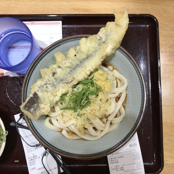 「ぶっかけうどん冷 並　さんま天」@杵屋麦丸 成田国際空港第1T店の写真