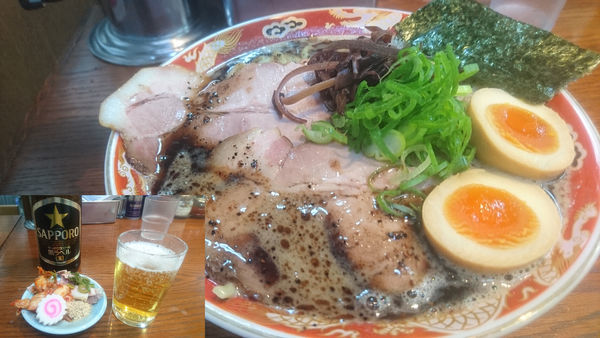 「濃厚ラーメン黒(太麺大盛)+α」@ラーメンかなやの写真