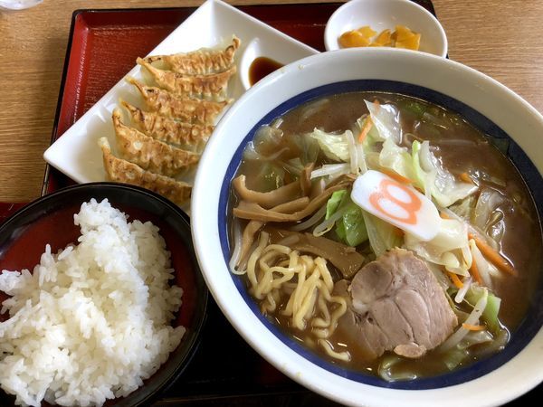 「味噌ラーメン Ａセット（982円）」@8番らーめん 若杉店の写真