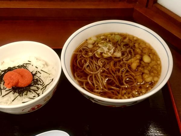 「朝食セット(そば＋明太子)380円」@駅そば 八起家 高崎店の写真