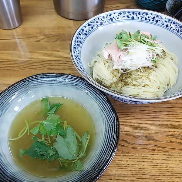 「【限定】どぅるん昆布がけ鶏と鰹のつけ麺」@㐂九家の写真