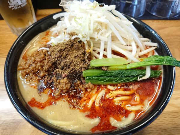 「担々麺(もやし大盛)860円＋ビール」@味噌っ子 ふっくの写真