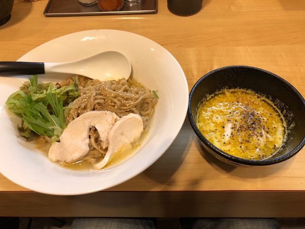 「秋鮭のつけ麺、鮭節の茶漬け」@麺屋Mの写真