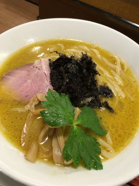 「【限定】濃密・雲丹らぁ麺 生雲丹・鶏白湯仕立て１０８０円」@鯛塩そば 灯花 本店の写真