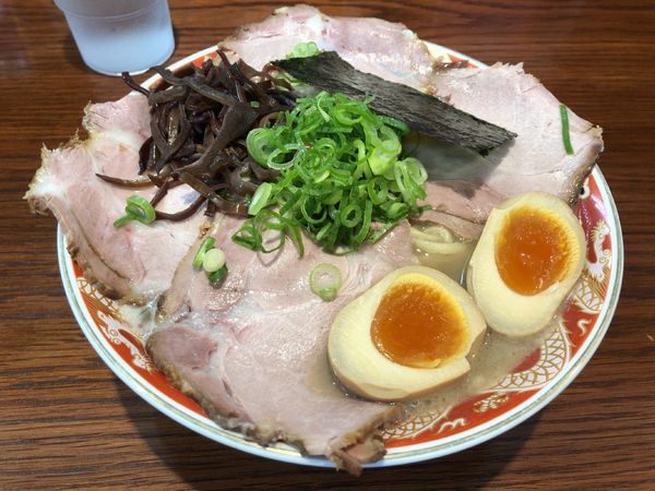 「特濃厚ラーメン(太麺、大盛無料) + ミニキムマヨ肉ごはん」@ラーメンかなやの写真