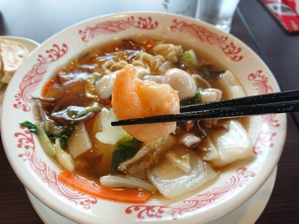 「五目麺701円＋本格焼餃子107円(共にクーポン使用)」@バーミヤン 新座東店の写真