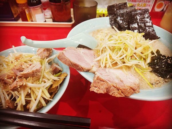 「かいざんラーメン+ネギ丼」@ラーメン かいざん 新小岩店の写真