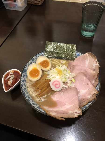 「味玉中華そば チャーシュー 追い辛トッピング  大盛り」@麺処はなぶさの写真