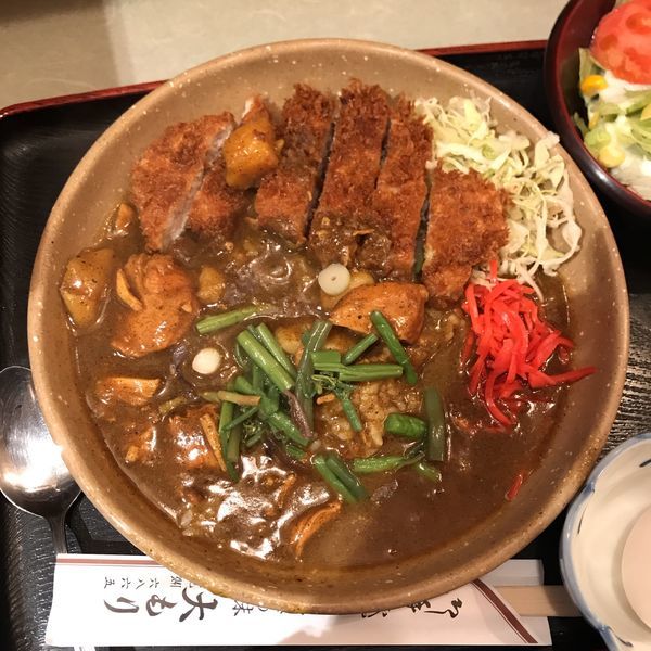 「辛口和風カレーライス＋生たまご＆ロースカツ」@大もりの写真