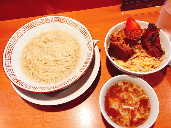 「魚介つけ麺&牛すじデミ丼(ミニ)」@食堂酒場 Graciaの写真