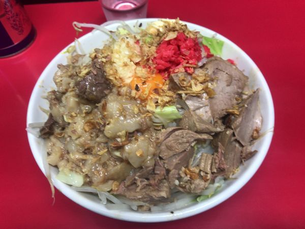 「汁なし(全マシ)850円」@ラーメンハイキックの写真